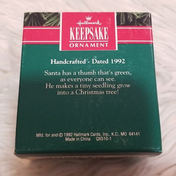 Vintage Hallmark Keepsake Ornament Green Thumb Santa 1992 - Picture 2 of 3